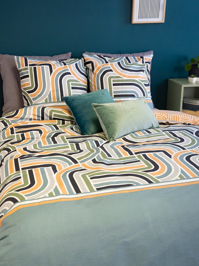 Jogo de cama estampado - 240x220 cm - 2 pessoas Verde - Kiabi