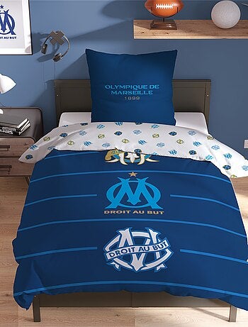 Jogo de cama 'Olympique de Marseille' 2 peças 1 pessoa: capa de edredão + fronha de almofada