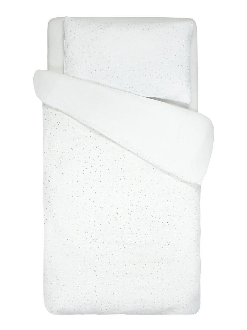 Jogo de cama para bebé, capa e fronha em gaze de algodão | sevira kids Branco Dourado - Kiabi