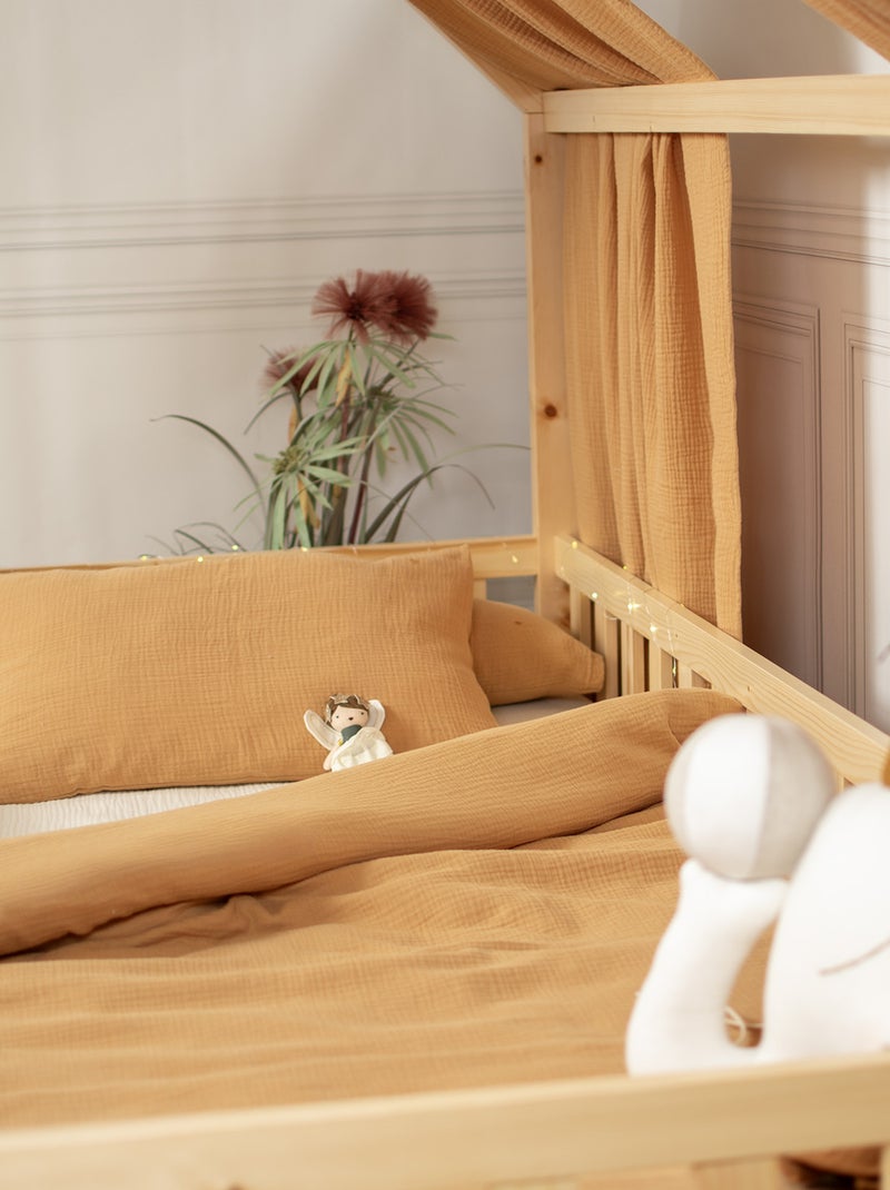 Jogo de cama para bebé, capa e fronha em gaze de algodão | sevira kids Castanho-claro - Kiabi