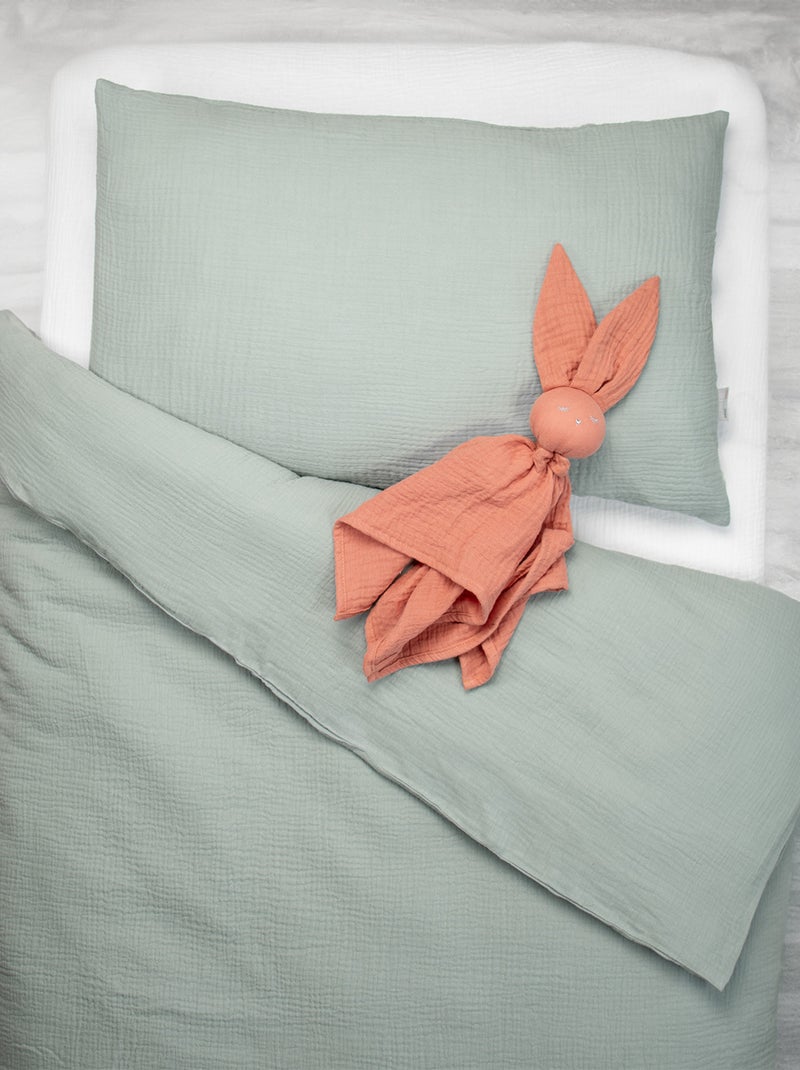 Jogo de cama para bebé, capa e fronha em gaze de algodão | sevira kids Verde-água - Kiabi