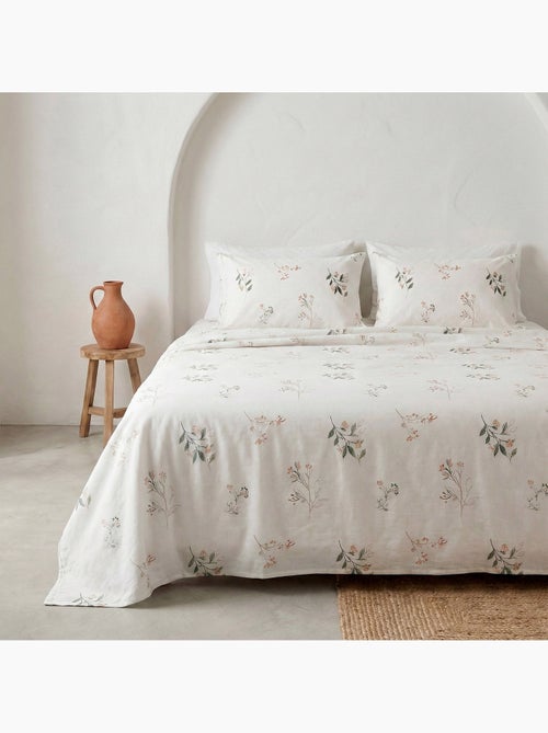 Jogo de lençóis 100% algodão com estampado floral. - Kiabi Jogo de lençóis 100% algodão com estampado floral. - Kiabi