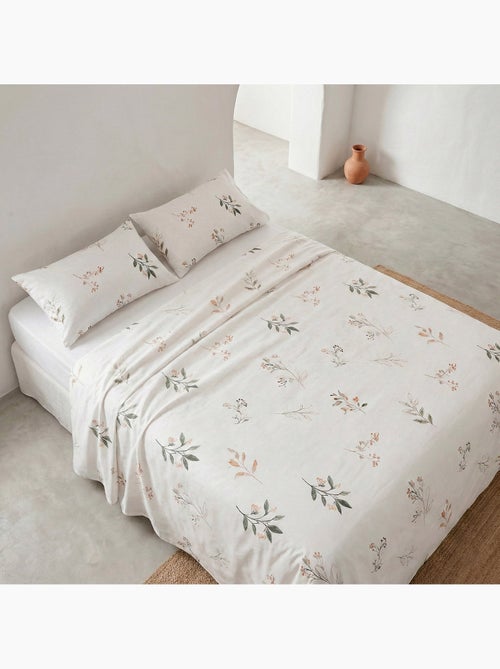 Jogo de lençóis 100% algodão com estampado floral. - Kiabi Jogo de lençóis 100% algodão com estampado floral. - Kiabi