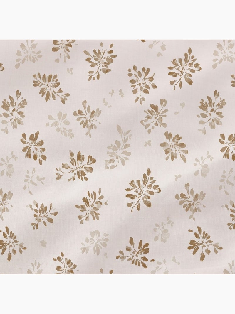 Jogo de lençóis 100% algodão com padrão floral e capa de almofada - Gamusi Ocre - Kiabi