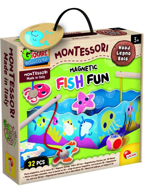 Jogo de pesca magnético de madeira montessori lisciani 32 peças - Kiabi Jogo de pesca magnético de madeira montessori lisciani 32 peças - Kiabi