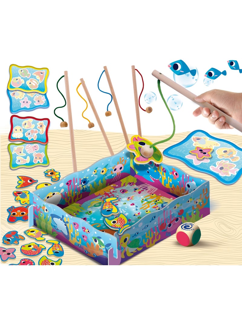 Jogo de pesca magnético de madeira montessori lisciani 32 peças Azul - Kiabi