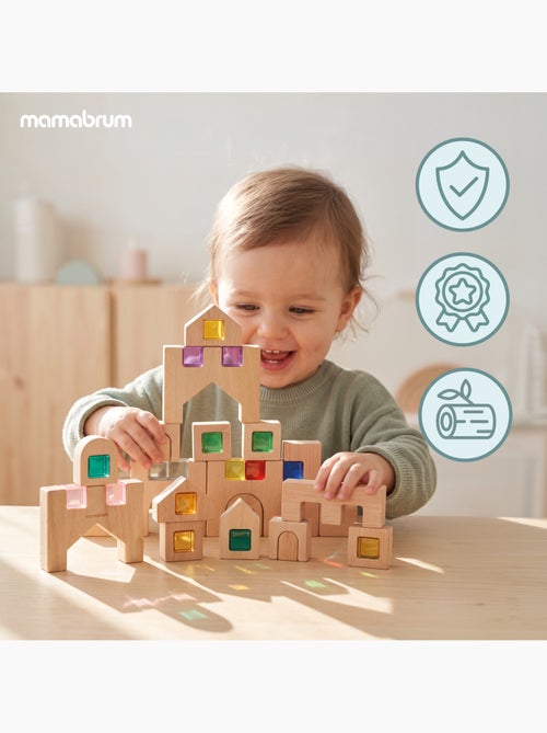 Jogos de construção blocos sensoriais madeira cidade mamabrum - Kiabi