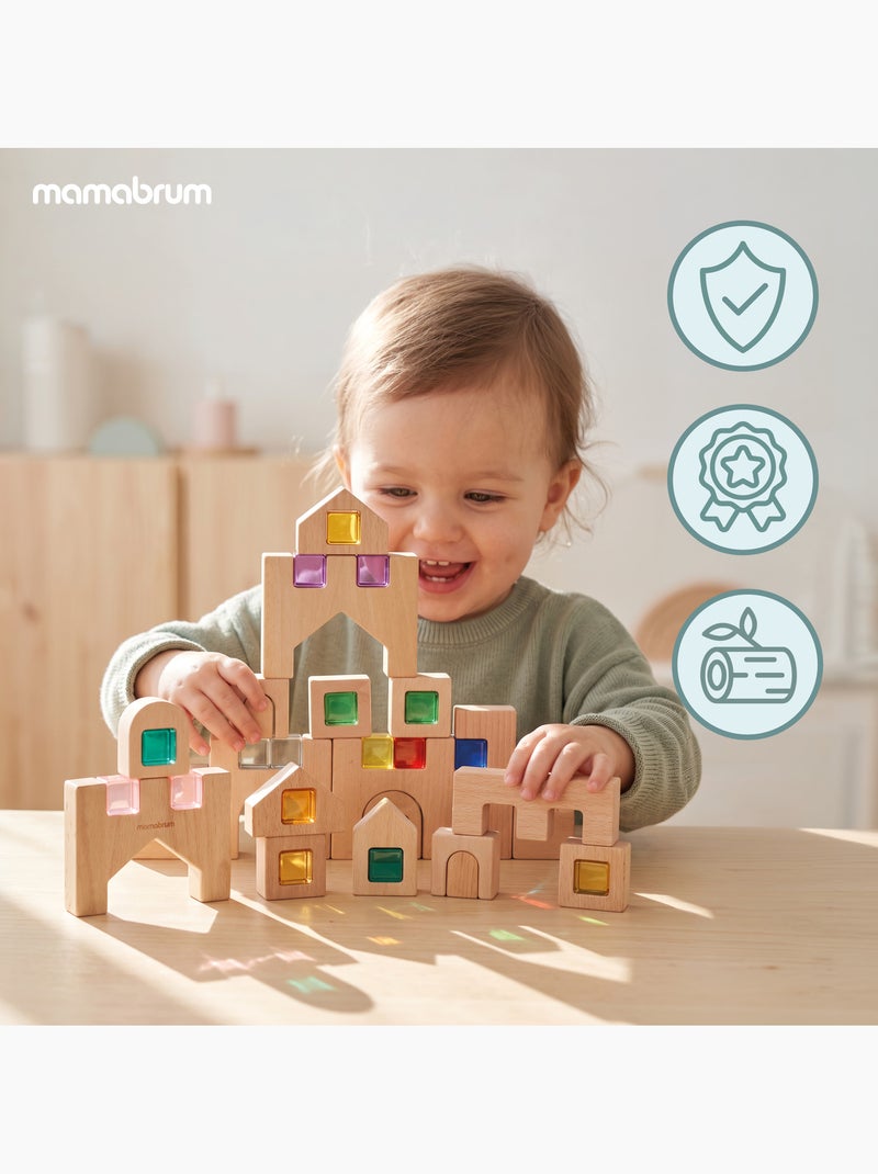 Jogos de construção blocos sensoriais madeira cidade mamabrum N/D - Kiabi