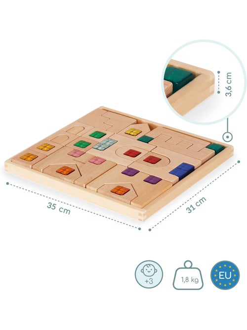 Jogos de construção blocos sensoriais madeira cidade mamabrum - Kiabi