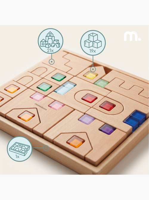 Jogos de construção blocos sensoriais madeira cidade mamabrum - Kiabi