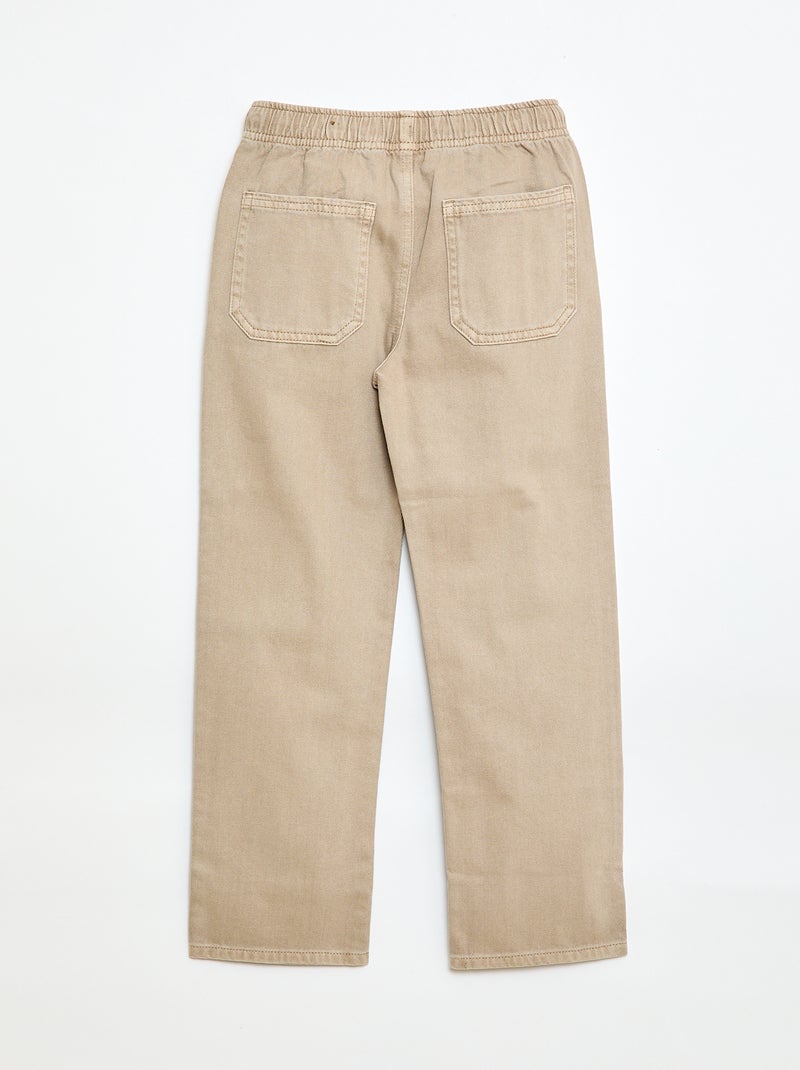 Jogpant com cintura elástica e cordões de ajuste Bege - Kiabi