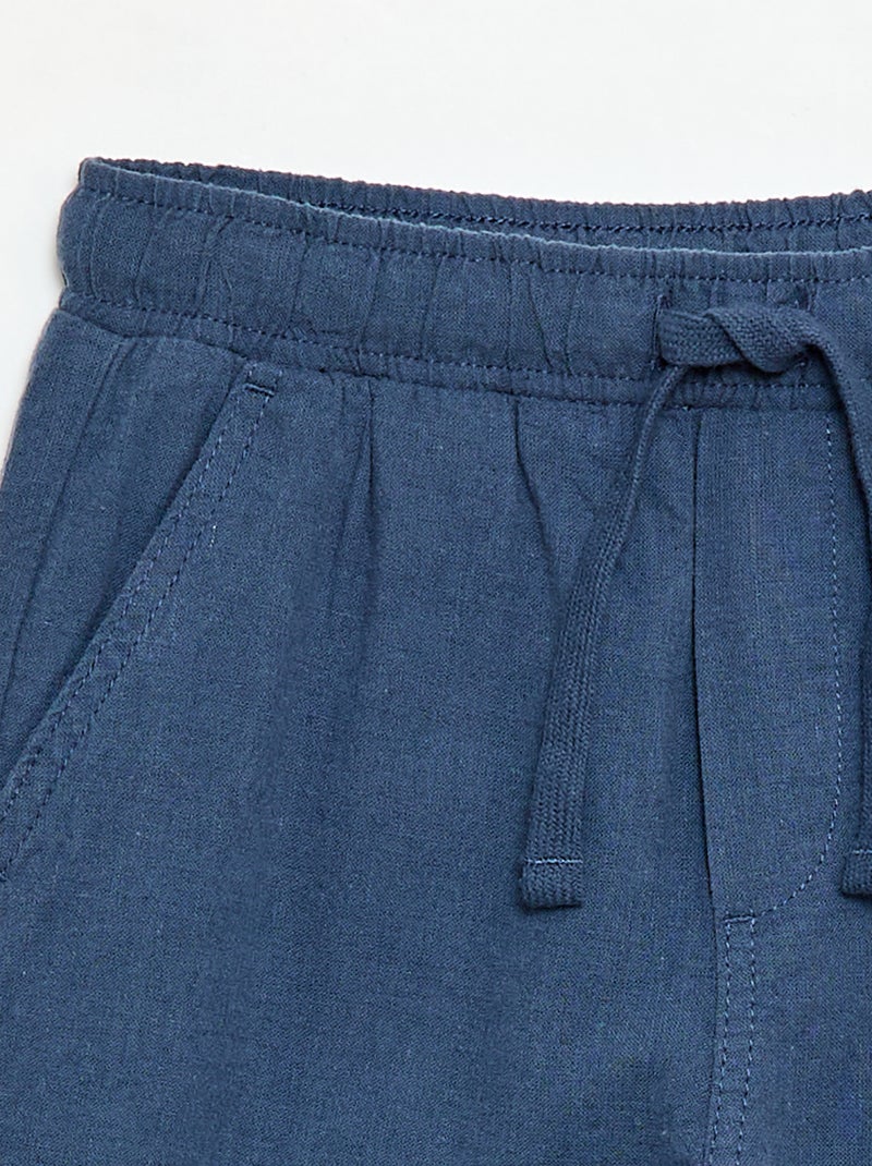 Jogpant em linho misto Azul - Kiabi