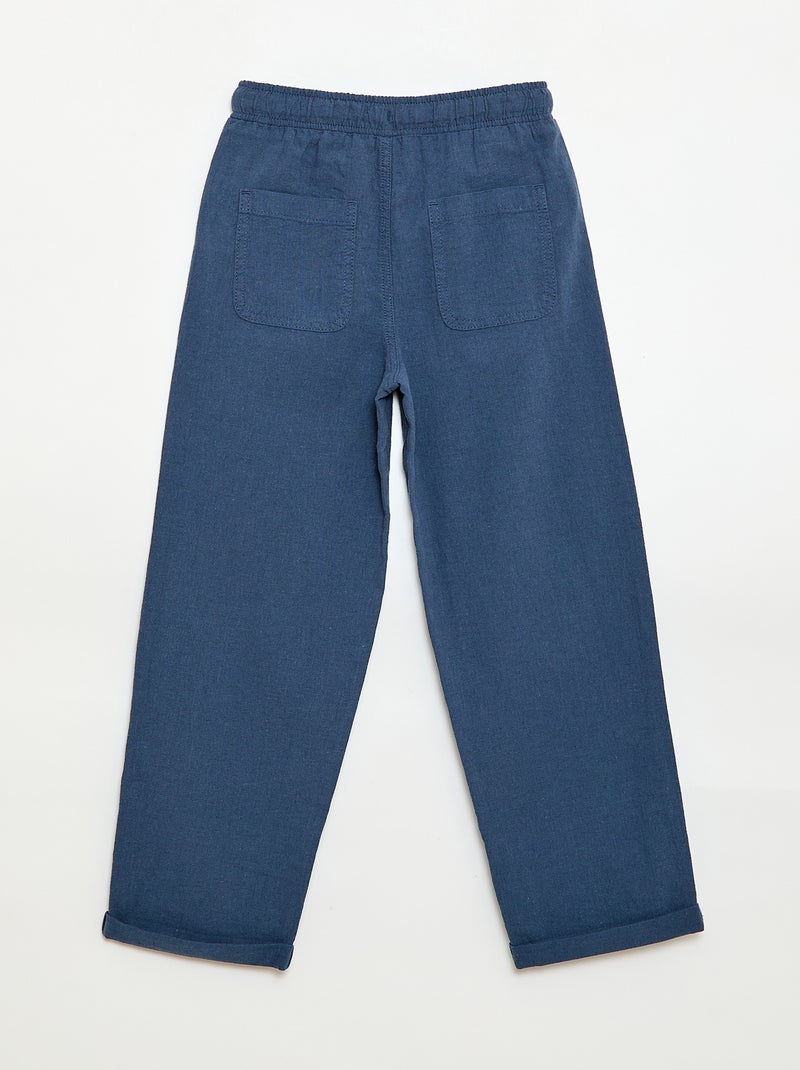 Jogpant em linho misto Azul - Kiabi
