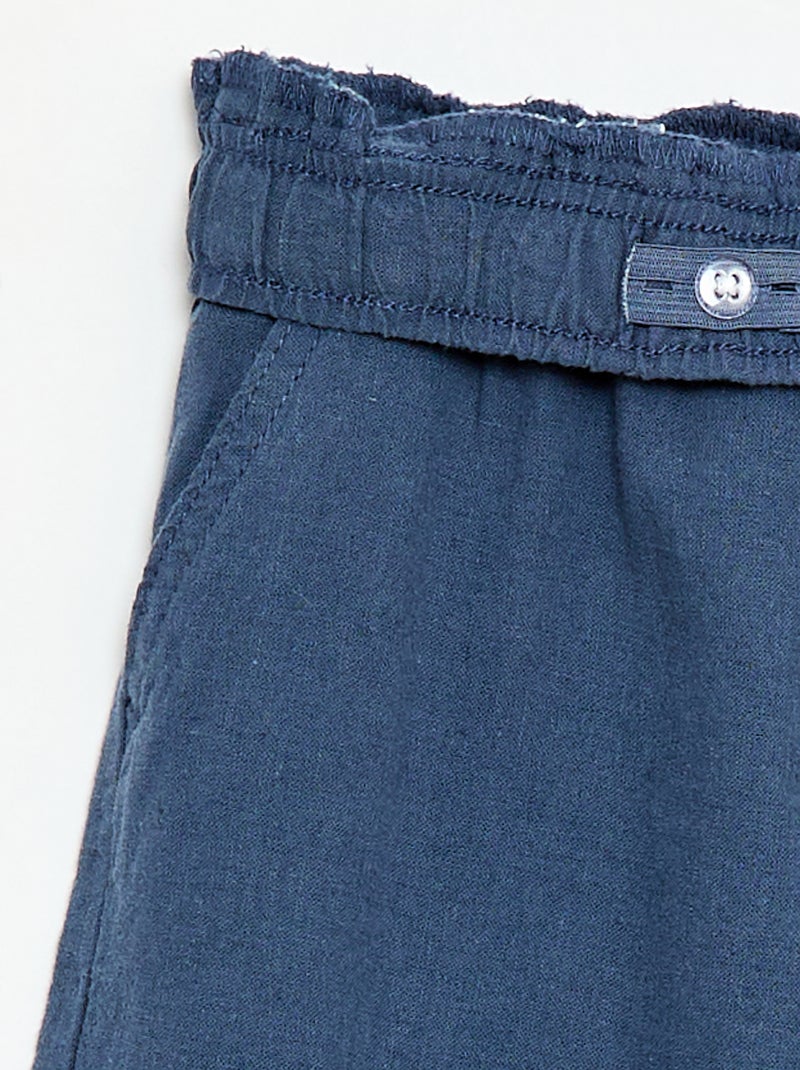 Jogpant em linho misto Azul - Kiabi