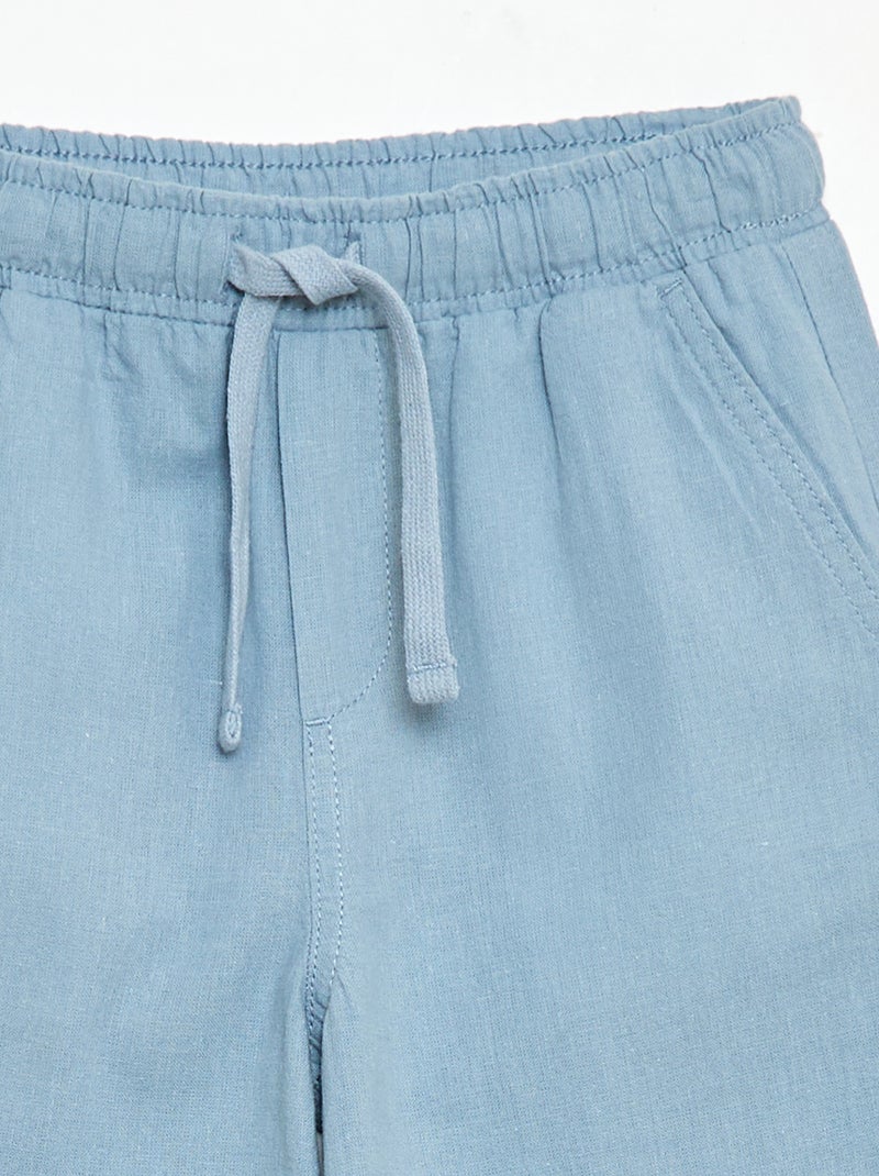Jogpant em linho misto Azul - Kiabi