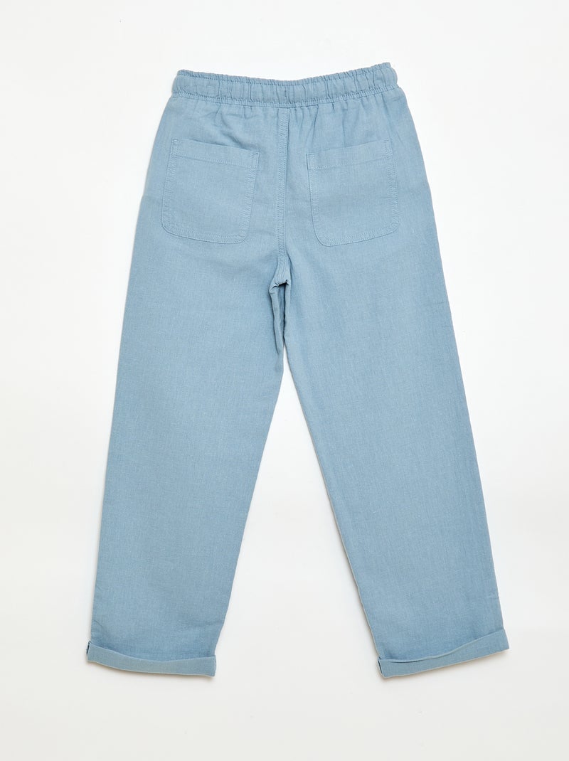 Jogpant em linho misto Azul - Kiabi