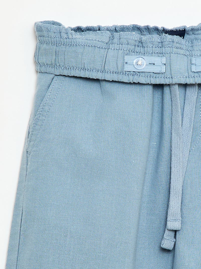 Jogpant em linho misto Azul - Kiabi