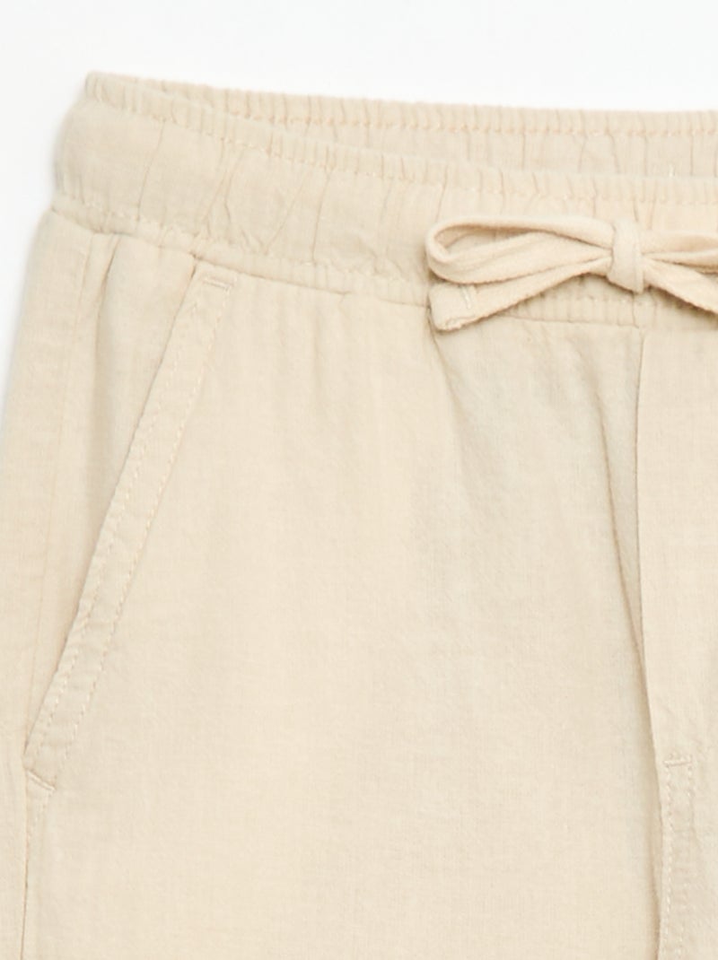 Jogpant em linho misto Branco - Kiabi