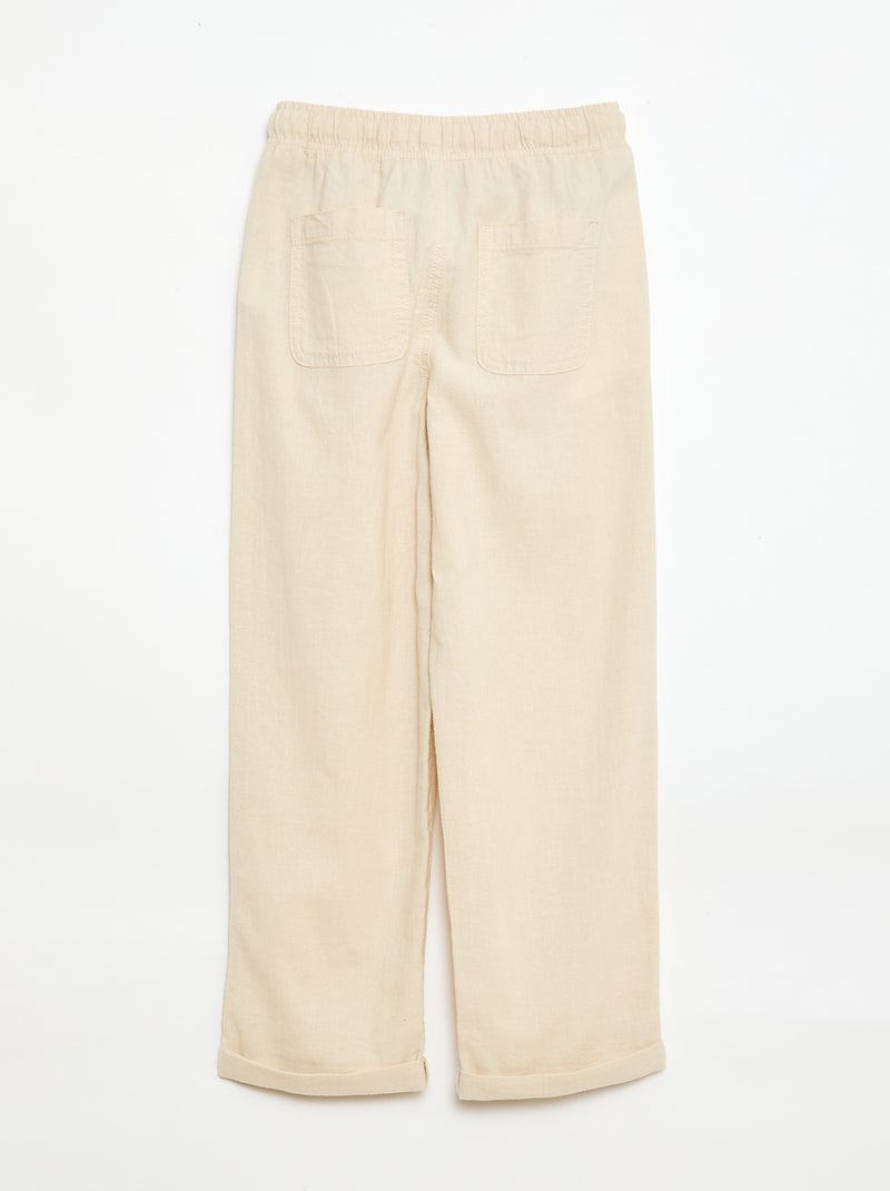 Jogpant em linho misto Branco - Kiabi