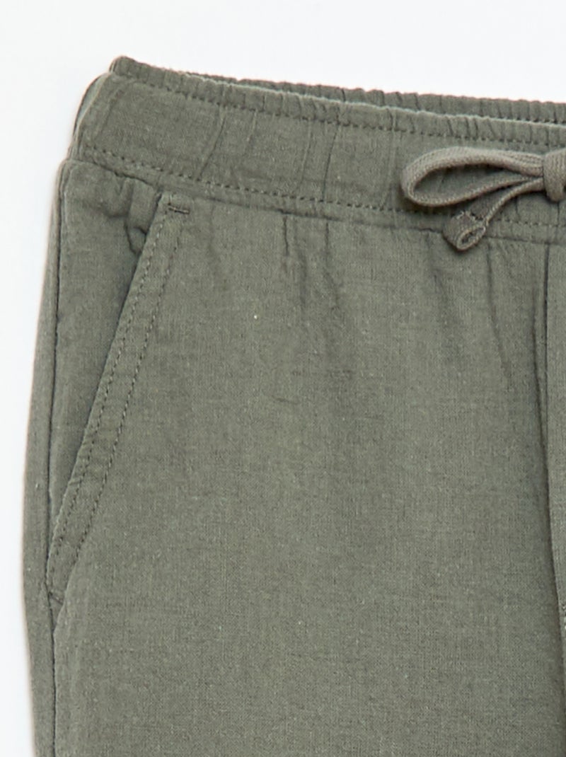 Jogpant em linho misto Verde - Kiabi