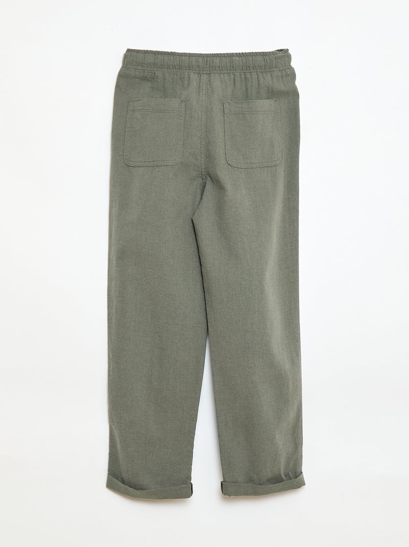 Jogpant em linho misto Verde - Kiabi
