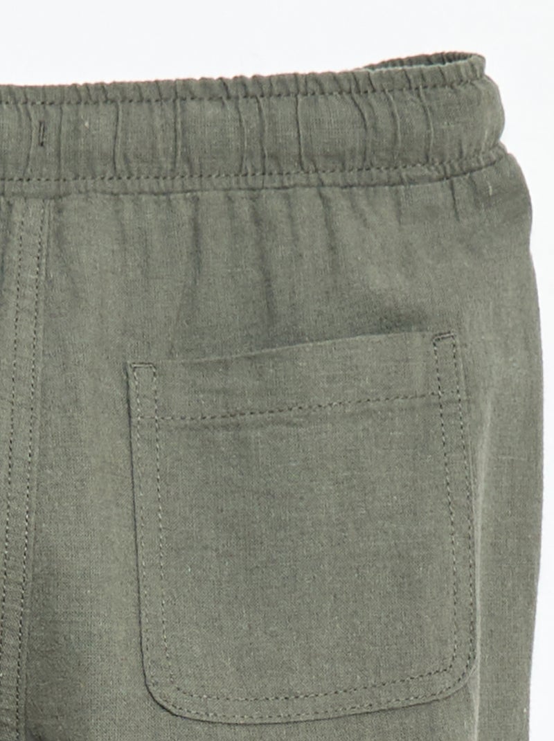 Jogpant em linho misto Verde - Kiabi