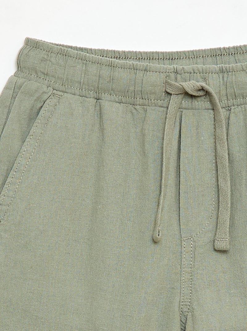 Jogpant em linho misto Verde - Kiabi