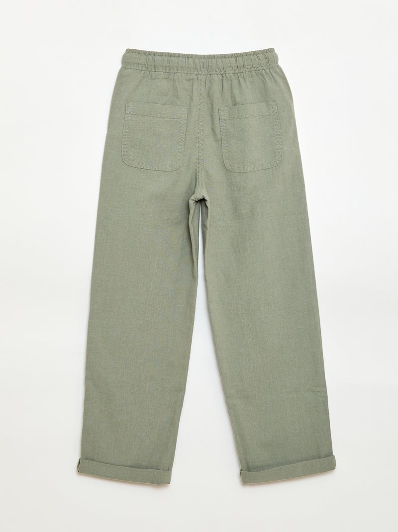 Jogpant em linho misto Verde - Kiabi