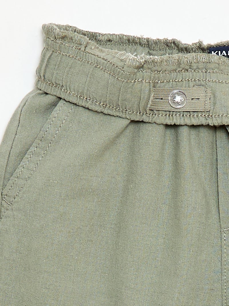 Jogpant em linho misto Verde - Kiabi
