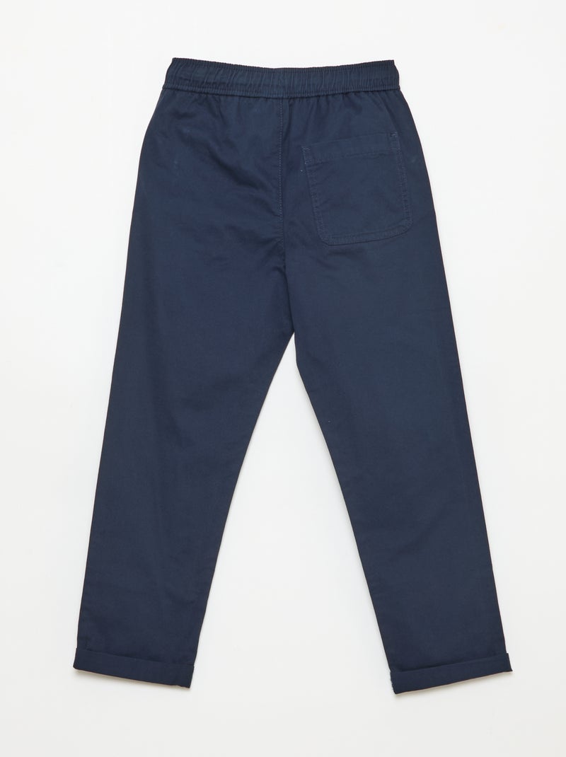 Jogpant liso com bainhas Azul - Kiabi