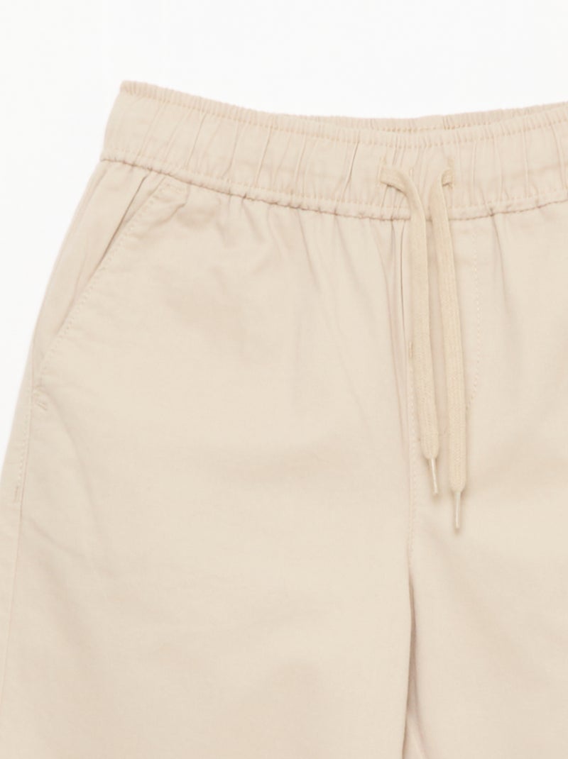 Jogpant liso com bainhas Bege - Kiabi