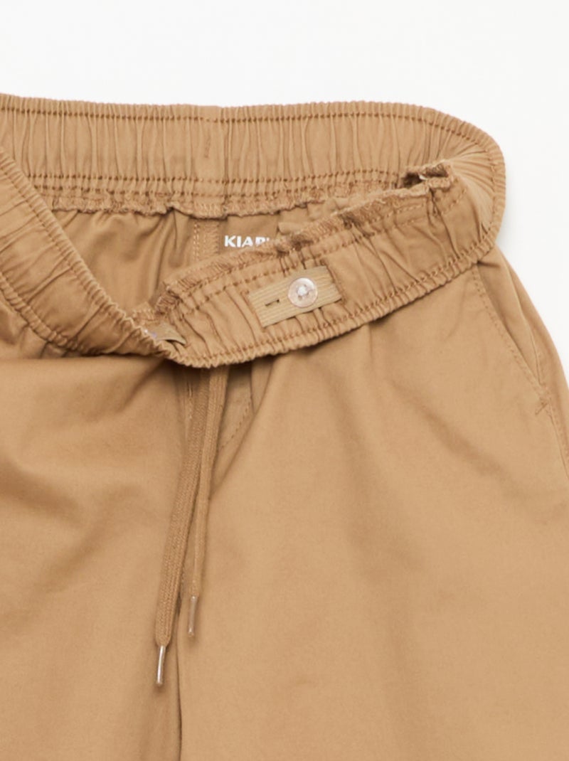 Jogpant liso com bainhas Bege - Kiabi