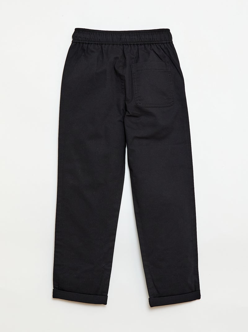 Jogpant liso com bainhas Preto - Kiabi