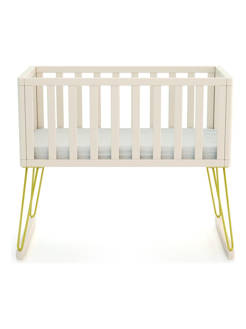 Jurababy - berço de baloiço only de madeira branco e amarelo 40 x 80 cm Amarelo - Kiabi
