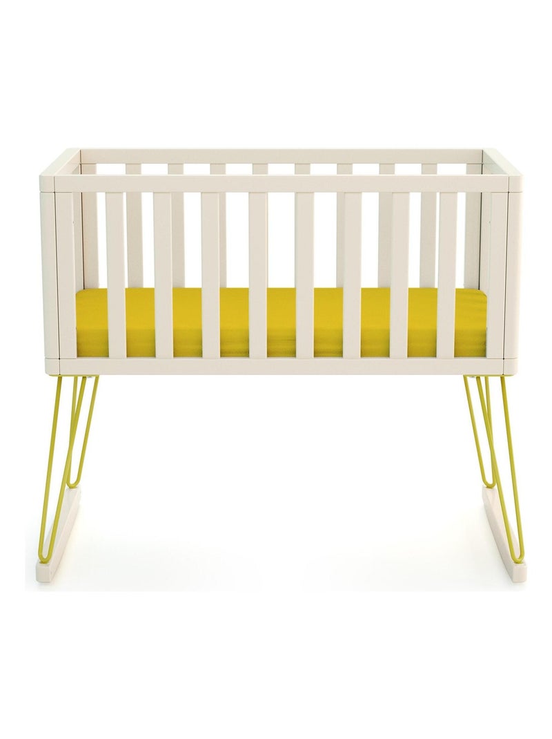 Jurababy - berço de baloiço only de madeira branco e amarelo 40 x 80 cm Amarelo - Kiabi