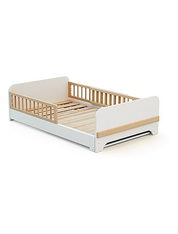 Jurababy - cama de chão extensível de madeira para crianças 80x140-165-190 carrousel - branco