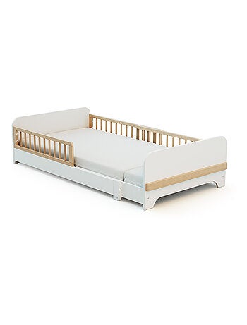 Jurababy - cama de chão extensível de madeira para crianças 80x140-165-190 carrousel - branco