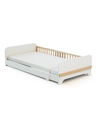 Jurababy - cama de chão extensível de madeira para crianças 80x140-165-190 carrousel - branco