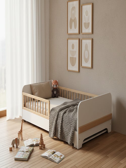 Jurababy - cama de chão extensível de madeira para crianças 80x140-165-190 carrousel - branco - Kiabi Jurababy - cama de chão extensível de madeira para crianças 80x140-165-190 carrousel - branco - Kiabi