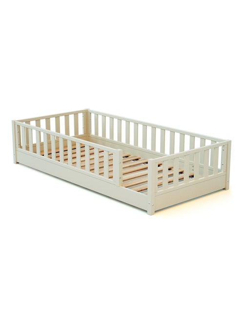 Jurababy - cama infantil de chão de madeira sonho - 90x190 - branco pérola - Kiabi Jurababy - cama infantil de chão de madeira sonho - 90x190 - branco pérola - Kiabi