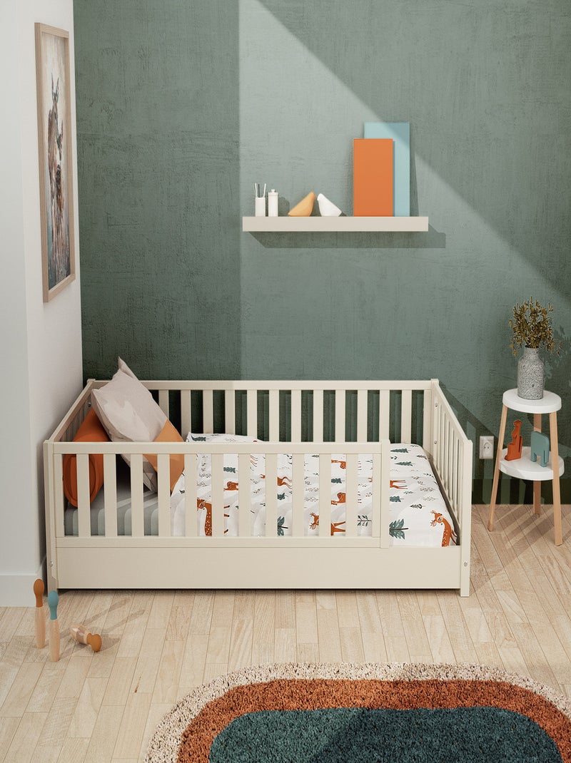 Jurababy - cama infantil de chão de madeira sonho - 90x190 - branco pérola Branco - Kiabi