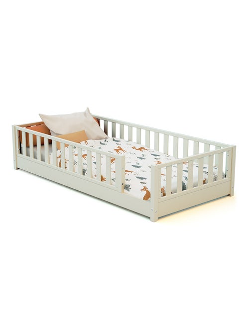 Jurababy - cama infantil de chão de madeira sonho - 90x190 - branco pérola - Kiabi Jurababy - cama infantil de chão de madeira sonho - 90x190 - branco pérola - Kiabi