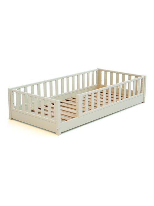 Jurababy - cama infantil de chão de madeira sonho - 90x190 - branco pérola - Kiabi Jurababy - cama infantil de chão de madeira sonho - 90x190 - branco pérola - Kiabi