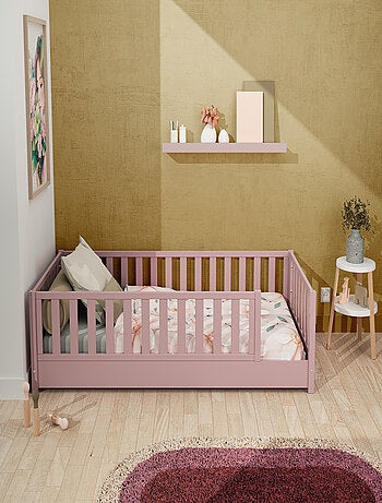 Jurababy - cama infantil de chão de madeira sonho - 90x190 - rosa pó