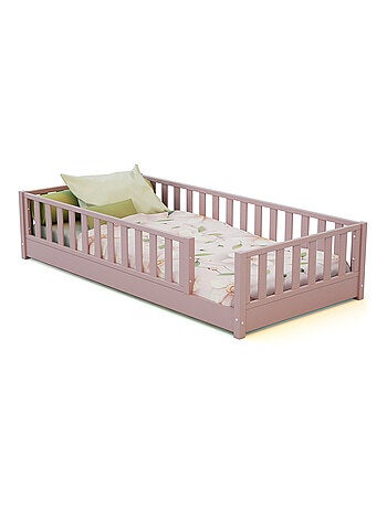 Jurababy - cama infantil de chão de madeira sonho - 90x190 - rosa pó