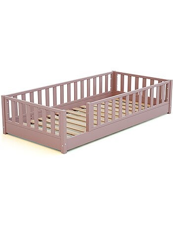 Jurababy - cama infantil de chão de madeira sonho - 90x190 - rosa pó