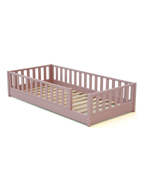 Jurababy - cama infantil de chão de madeira sonho - 90x190 - rosa pó - Kiabi Jurababy - cama infantil de chão de madeira sonho - 90x190 - rosa pó - Kiabi