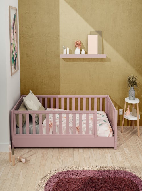 Jurababy - cama infantil de chão de madeira sonho - 90x190 - rosa pó - Kiabi Jurababy - cama infantil de chão de madeira sonho - 90x190 - rosa pó - Kiabi