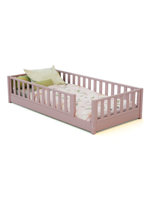 Jurababy - cama infantil de chão de madeira sonho - 90x190 - rosa pó - Kiabi Jurababy - cama infantil de chão de madeira sonho - 90x190 - rosa pó - Kiabi