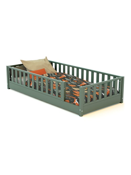 Jurababy - cama infantil de chão de madeira sonho - 90x190 - verde sálvia - Kiabi Jurababy - cama infantil de chão de madeira sonho - 90x190 - verde sálvia - Kiabi